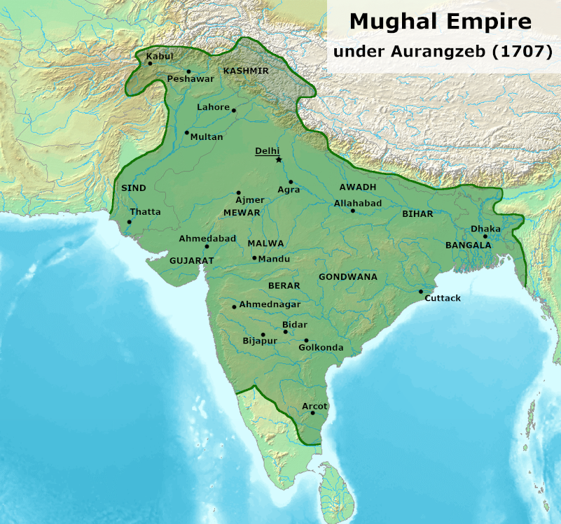 Maps Mughal Empire 1707