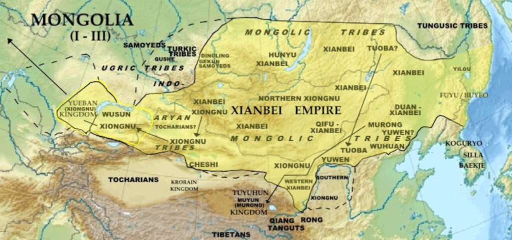 map of the xianbei empire and other tribes