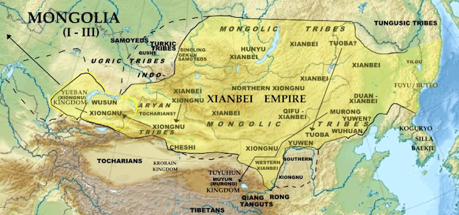 map of the xianbei empire and other tribes